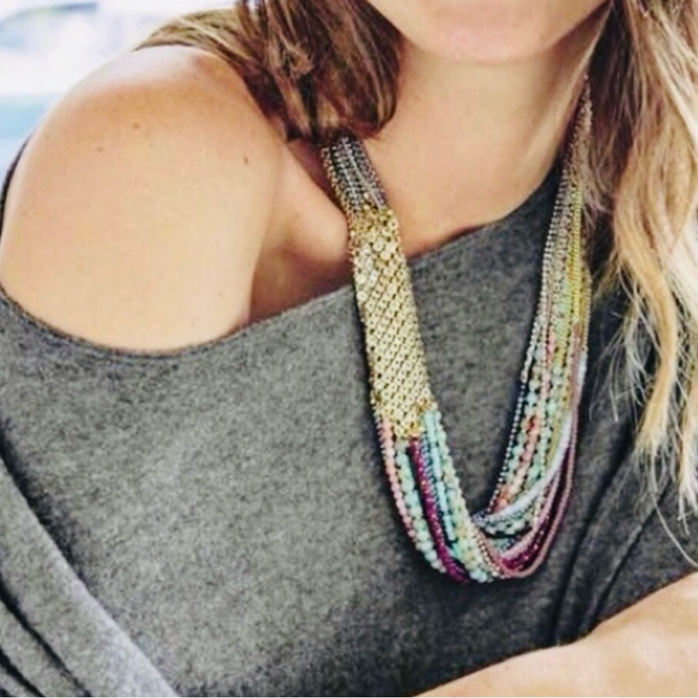 Stella & Dot Multi Colored Mixed Metal Mae Statement Necklace
